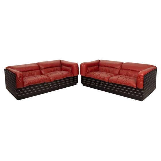 Giovanni Offredi pour Saporiti Italia Canapés en Cuir 1970 Italie – Aluminium, Leather (photo 7 of 28)