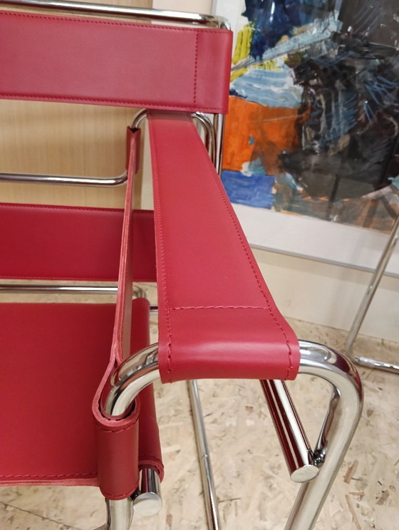 Image 1 of KNOLL Studio Set van 2 WASSILY B3 fauteuils (NIEUW) in rood leer