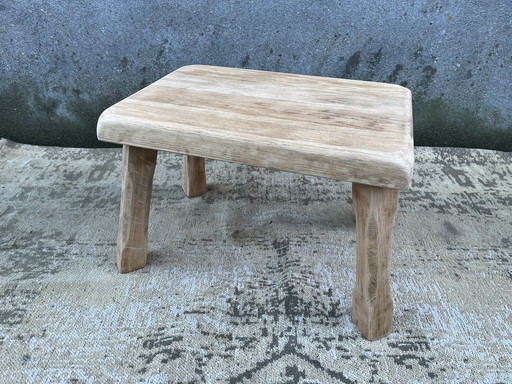 Table d'appoint/table à plantes de style brutaliste vintage en chêne naturel