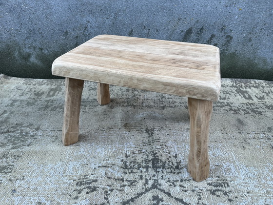 Image 1 of Vintage brutalist bijzettafel/plantentafel in blank eikenhout 