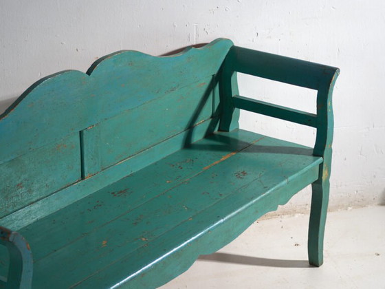 Antique green painted bench in pine wood – Central Europe, circa 1910 – Benches (photo 12 of 40)