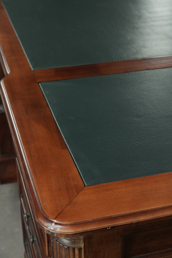 Bureau de partenaire Chesterfield luxueux et pratique avec plateau en cuir vert de style anglais – Bureaux (photo 10 of 16)