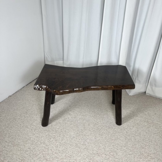 Image 1 of Mesa de centro rústica de madera maciza, estilo Wabi-Sabi, década de 1970.