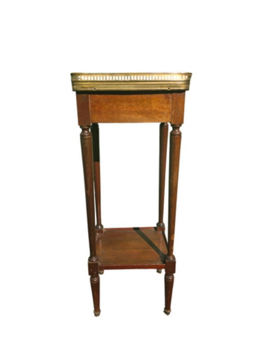 Louis XVI bijzettafel van mahoniehout, marmer en messing – circa 1900 – Marble, Wood