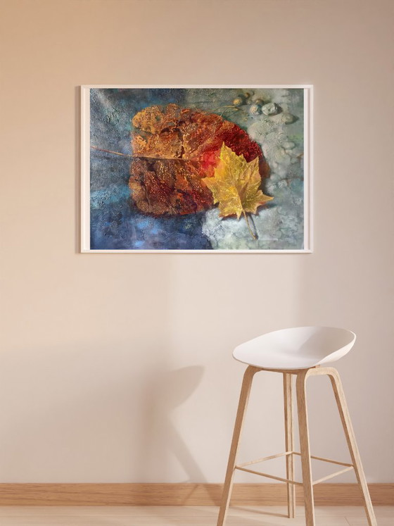 Original Oil Painting Abstract Expressionism Symbolism Autumn Leaves Two – Paintings & Drawings, Canvas (photo 3 of 9)