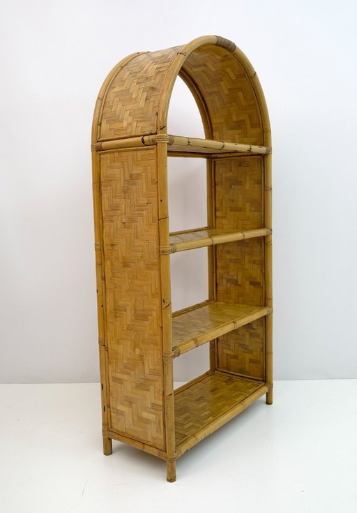 Pair of Italian Small Bamboo Bookcases, 1970s