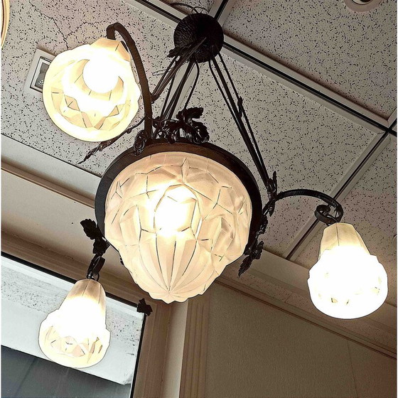 Image 1 of Vintage Degué 4-light Art Deco chandelier