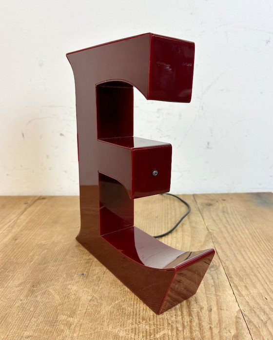 Image 1 of Vintage Dark Red Illuminated Letter E , 1980s