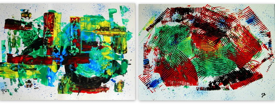 Image 1 of CB. Abstract op papier 26/149 Diptiek