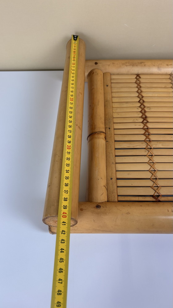 Grand plateau de service vintage en bambou fait main avec poignées et plateau tressé – Accessoires de table (photo 9 of 10)