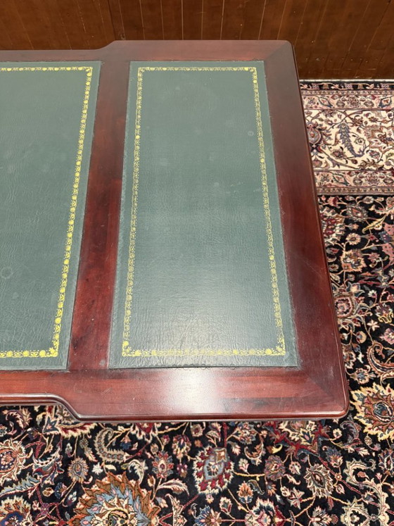 Klassischer englischer Mahagoni Schreibtisch – Leather, Wood (photo 16 of 17)