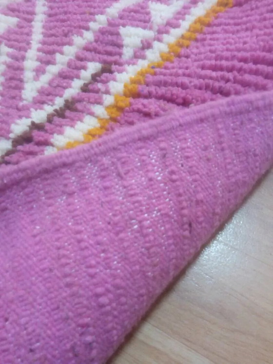 Alfombra de lana rosa - alfombra bereber tejida a mano de Marruecos - 315 x 73 cm – Wool, Cotton, Modern (photo 7 of 8)