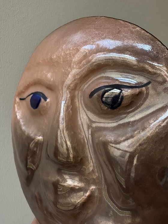 Image 1 of Repoussé and enameled brass sculpture from the 1960s