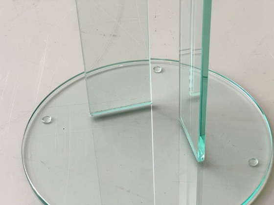 Image 1 of Minimalist glass flower stand/pedestal, 1980s
