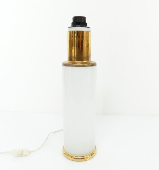 Image 1 of Base per lampada in vetro opalino bianco, Uno & Östen Kristiansson per Luxus Svezia 1970