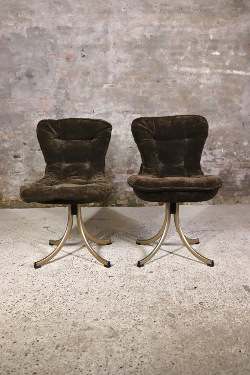 2 fluwelen draaistoelen van Gastone Rinaldi voor Rima