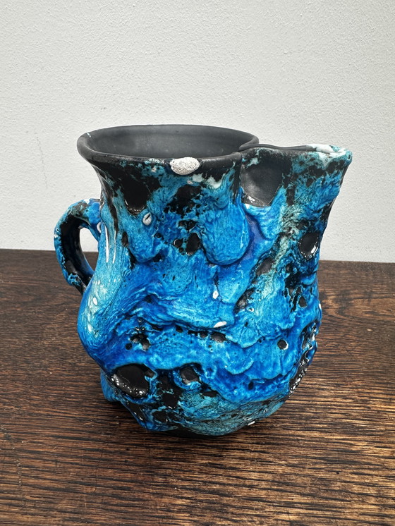 Image 1 of Small Fat Lava Blue Pitcher - Atelier du Cyclope Annecy