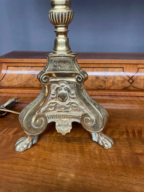 Pair of Renaissance lamps. Gilded bronze., Table lamps (photo 3 of 6)