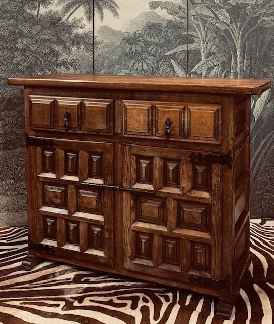 Image 1 of Spanish Oak Brutalist Closet Sideboard