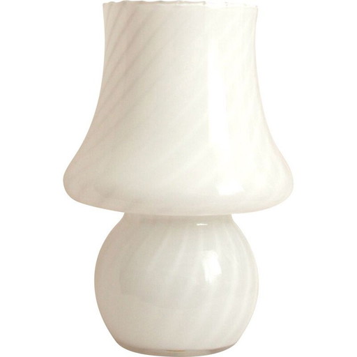 Vintage Gardenia Swirl Murano Glass Mushroom Lamp, Italy 1970s