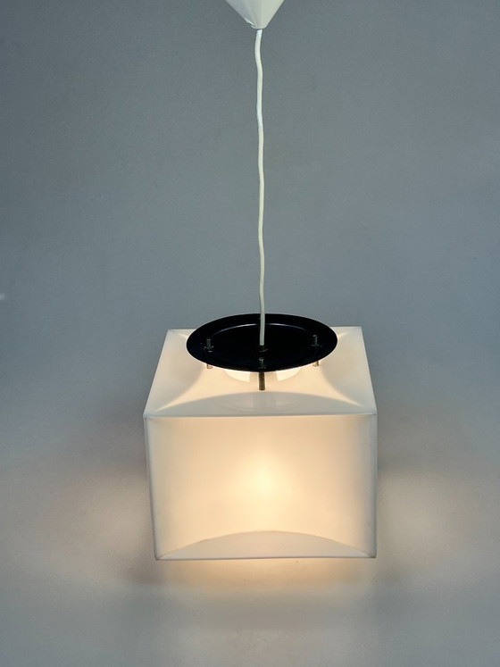Suspension Cube Blanc Vintage, Space Age, Années 1970 – Métal, Plastique (photo 15 of 18)