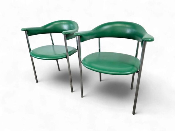 Image 1 of Ensemble de 2 chaises/fauteuils/méridiennes vintage vertes