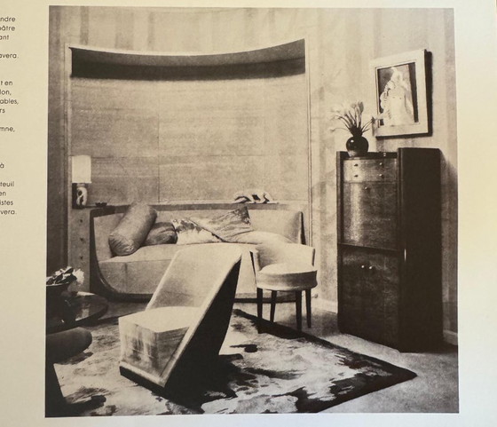 Image 1 of Louis Sognot paar modernistische fauteuils walnoot wit alpaca 1927