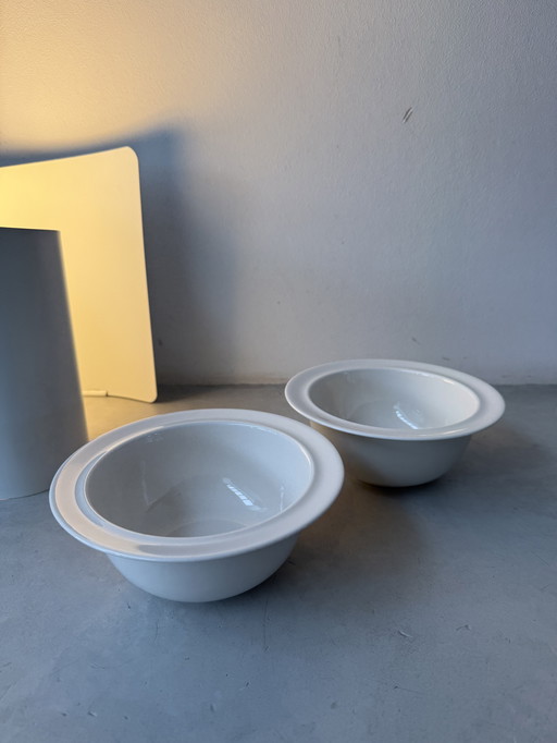 Set of 2 Alessi design bowls – white porcelain – Made in Italy