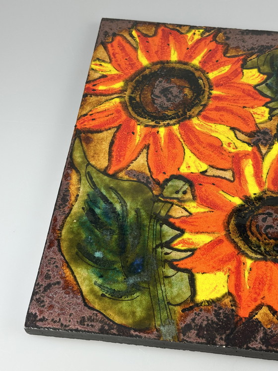 Image 1 of 60s 70s mural pared placa cerámica Ruscha pintado a mano número 769 diseño