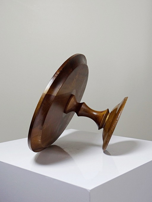 Oval wooden display on vintage turned stand