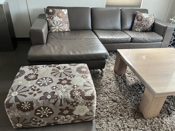 Natuzzi 2-Sitzer-Sofa mit Lounge-Bereich, taupefarbenes Leder – Chaise longue, Leather (photo 10 of 18)