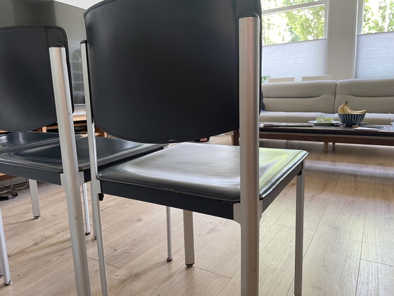 Image 1 of 4x Matteo Grassi eetkamerstoelen donkerblauw 