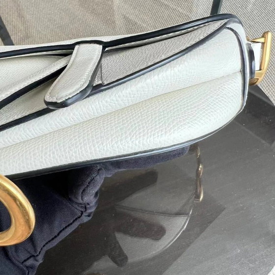 Image 1 of *CON CINTURINO, CAVIALE* DIOR SADDLE SMALL 21CM CAVIALE BIANCO GHW