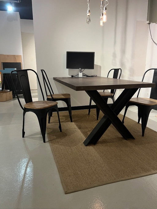 Tolix style industrial dining chairs