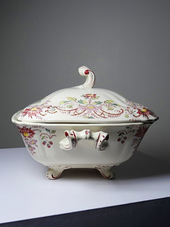 Antike Longchamp Suppen-/Gemüseschüssel aus Steingut mit Gänseblümchenmuster – Geschirr, Ceramic, Vintage (photo 7 of 15)