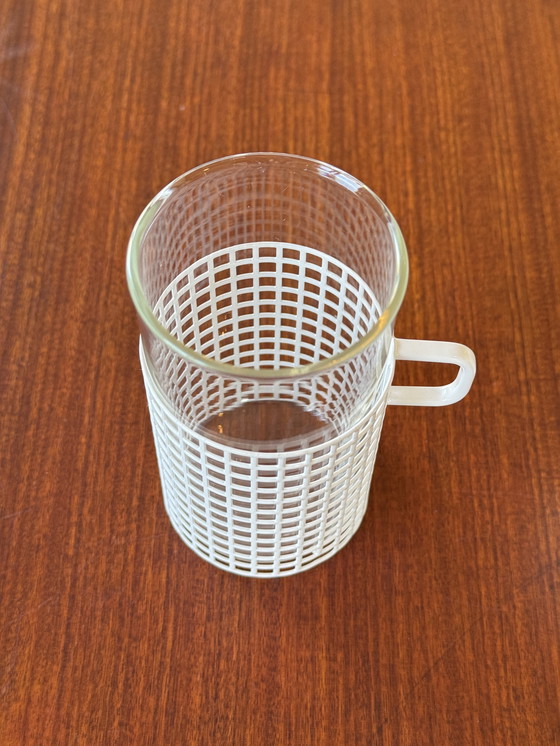 Image 1 of 4 Bauhaus glasses with metal holder Josef Hoffmann, Bieffeplast style