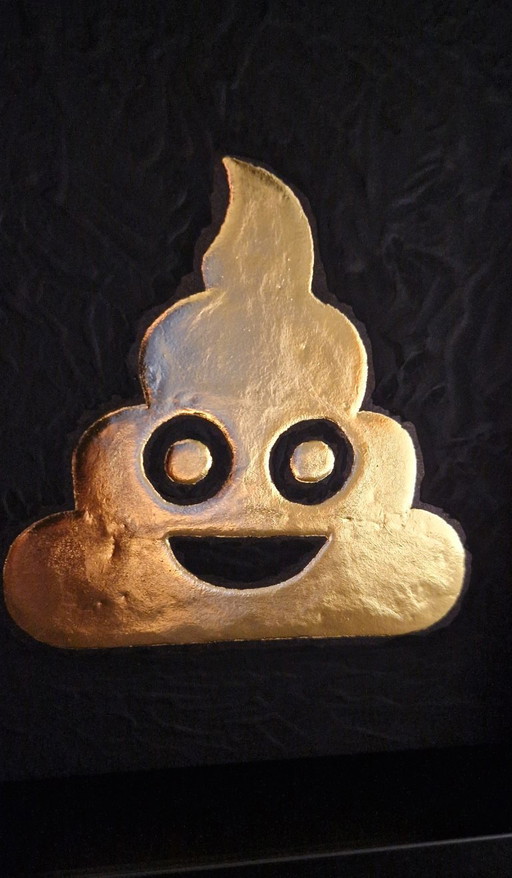 Golden Turd emoticon 23kt gold plated in frame PopArt collection