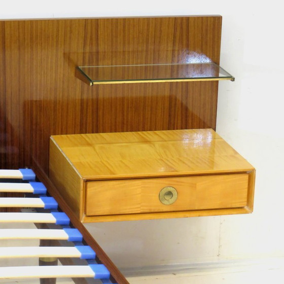 Image 1 of Vintage bed with bedside tables in teak and maple, 1960s