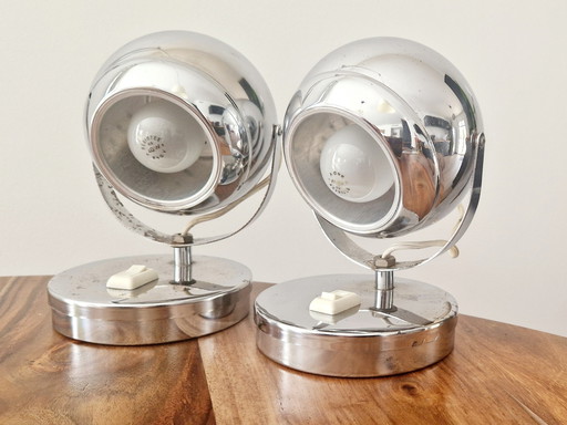 Paar lampen in verchroomde space age stijl 1960