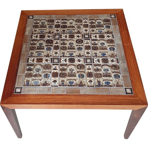 Table d'appoint vintage avec carreaux de baca par Severin Hansen pour Haslev Møbelsnedkeri, 1960