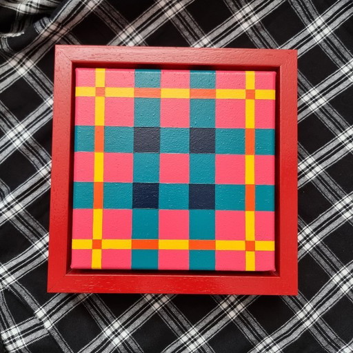 Frances Eckhardt - 24x24 cm Handmade Graphic Artwork Checked Tartan Design Modern No. 3