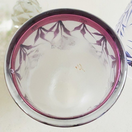 Image 1 of Ensemble de flacons à parfum anciens en cristal Moser, émail brûlé, style Art nouveau, XIXe siècle