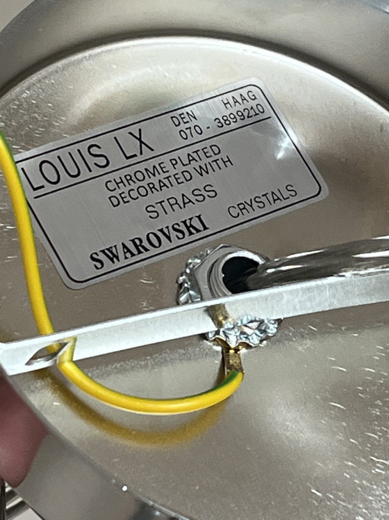 Image 1 of gemerkte SWAROVSKI STRASS kroonluchter hanglamp chrome vintage