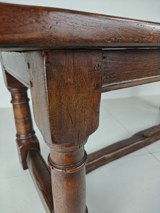 Image 1 of Solid English Oak Dining Table – 20th Century
