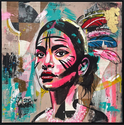 Goldenes Herz – Pop-Art-Gemälde 103 x 103