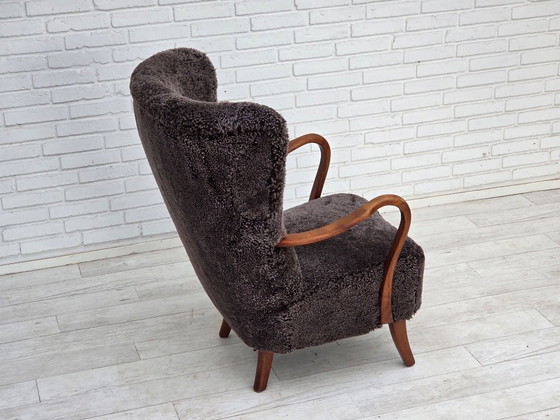 1960s, Danish armchair, reupholstered, genuine sheepskin. – Other (photo 12 of 22)