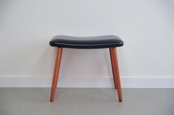 Tabouret Repose-pieds Teck Cuir Brillant – Poufs & repose-pieds, Skai, Wood (photo 3 of 5)