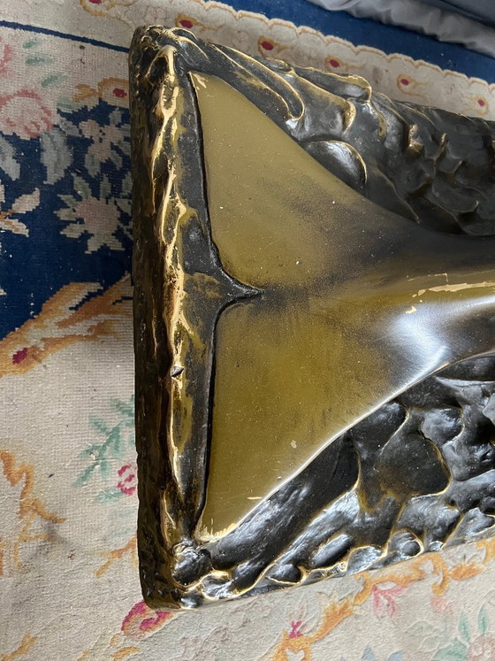 Tavolino da caffè Delfino con piano in vetro, Tavolini da caffè, Bronzo, Marrone, Hollywood Regency (foto 6 di 6)