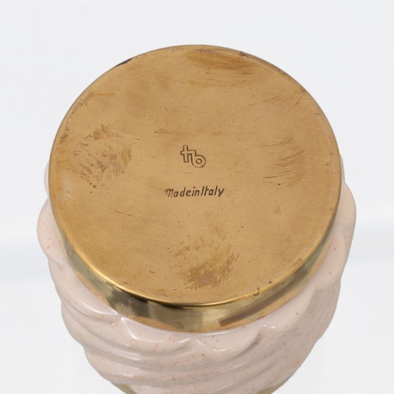 Image 1 of Set of lighter and ashtray in Ceramic Brass by Tommaso Barbi, Italy, 1960s