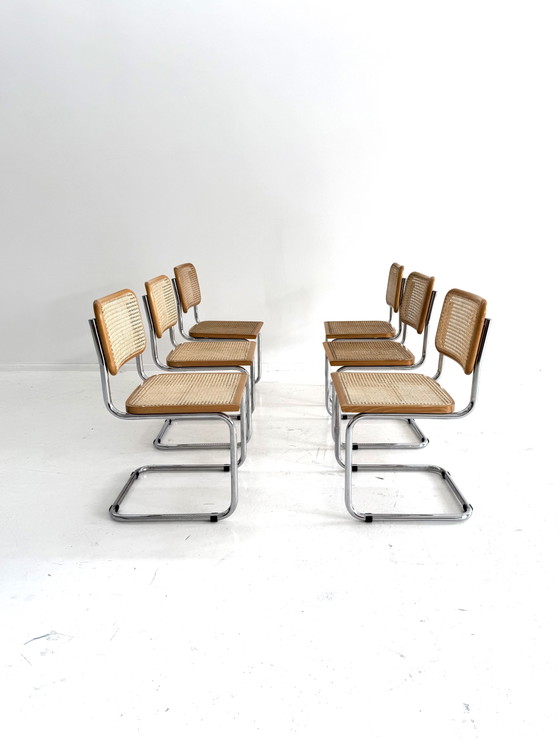Set of 6 Vintage Cesca Dining Chairs, Italy ‘80 – Chrome, Wood (photo 3 of 12)